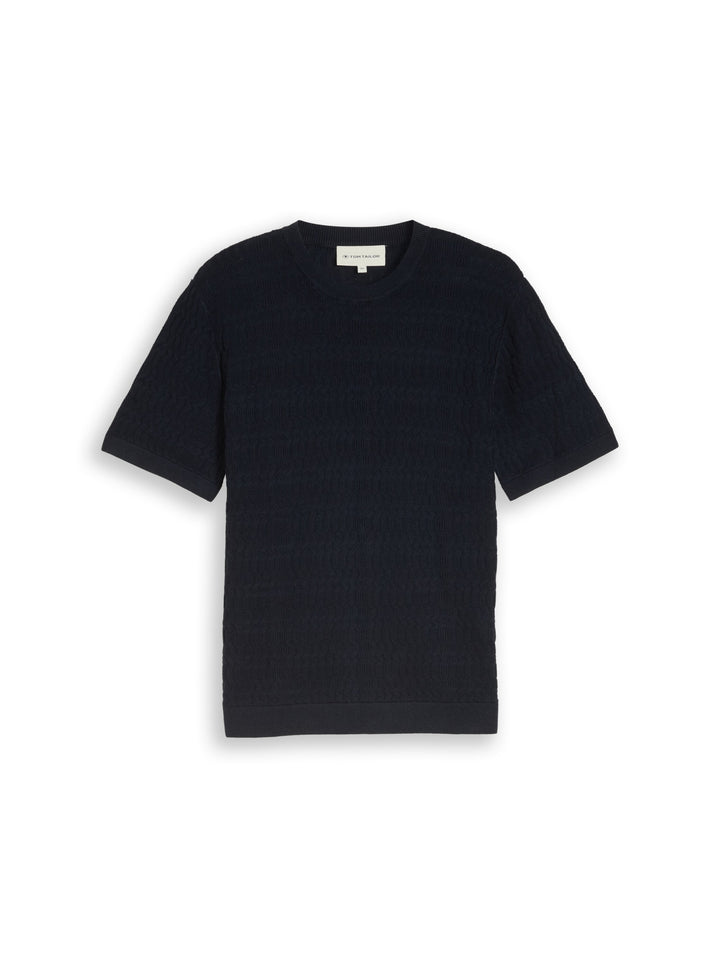 knit t-shirt with rib structur, sky captain blue 10668 Bild 1