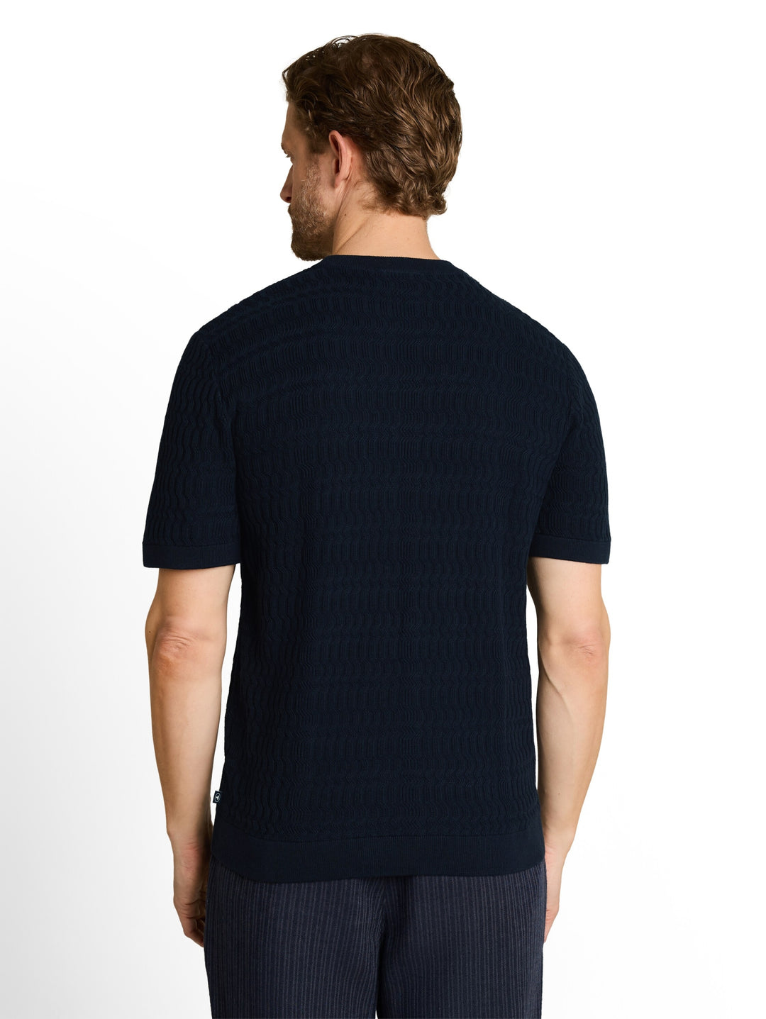 knit t-shirt with rib structur, sky captain blue 10668 Bild 4