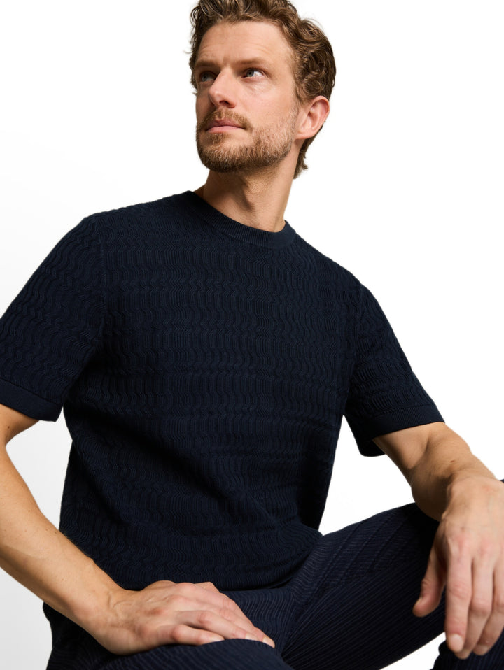 knit t-shirt with rib structur, sky captain blue 10668 Bild 5
