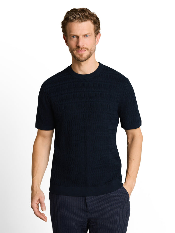 knit t-shirt with rib structur, sky captain blue 10668 Bild 6