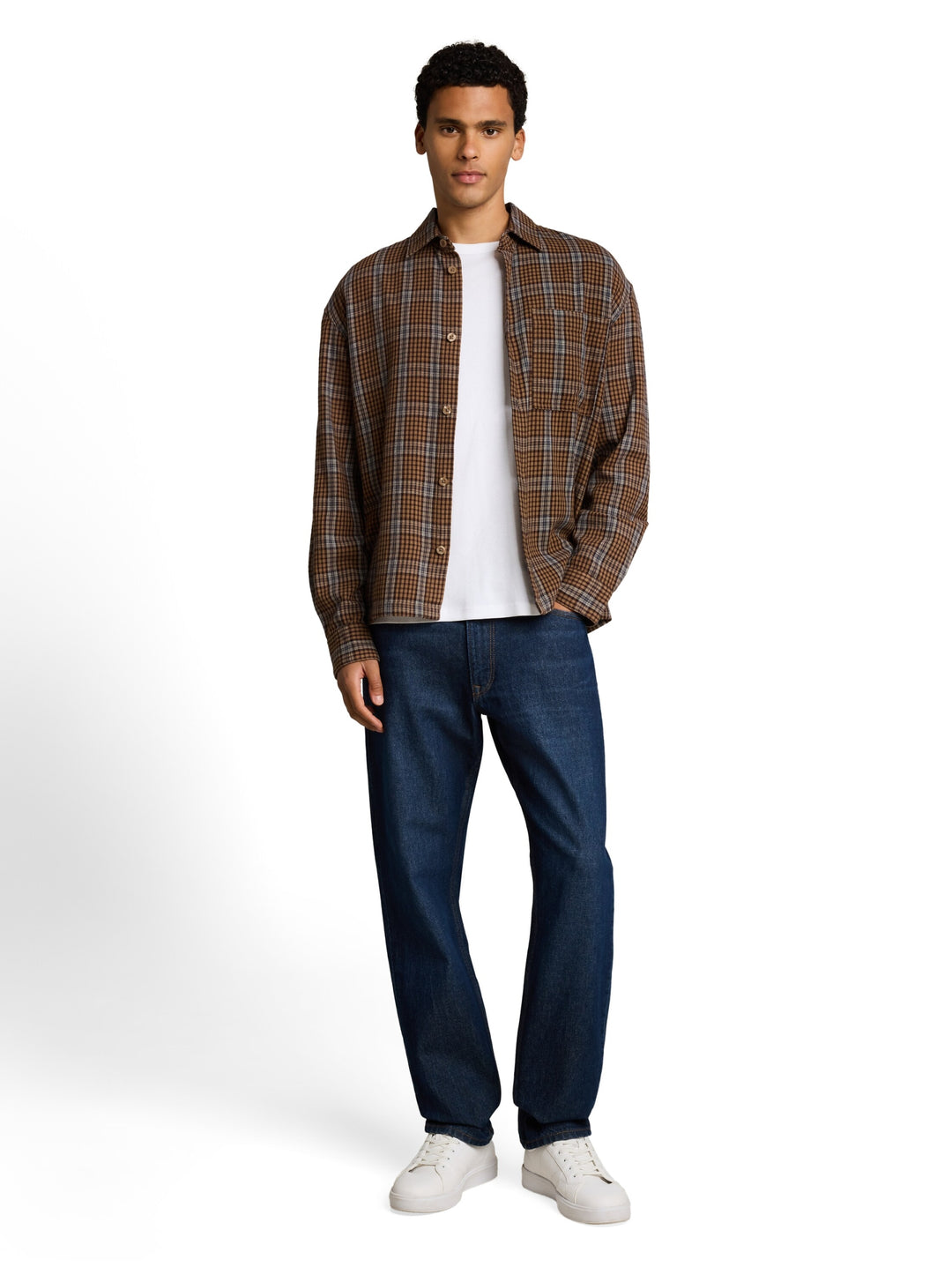 loose checked shirt, brown check 40645 Bild 3