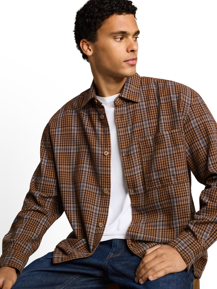 loose checked shirt, brown check 40645 Bild 5