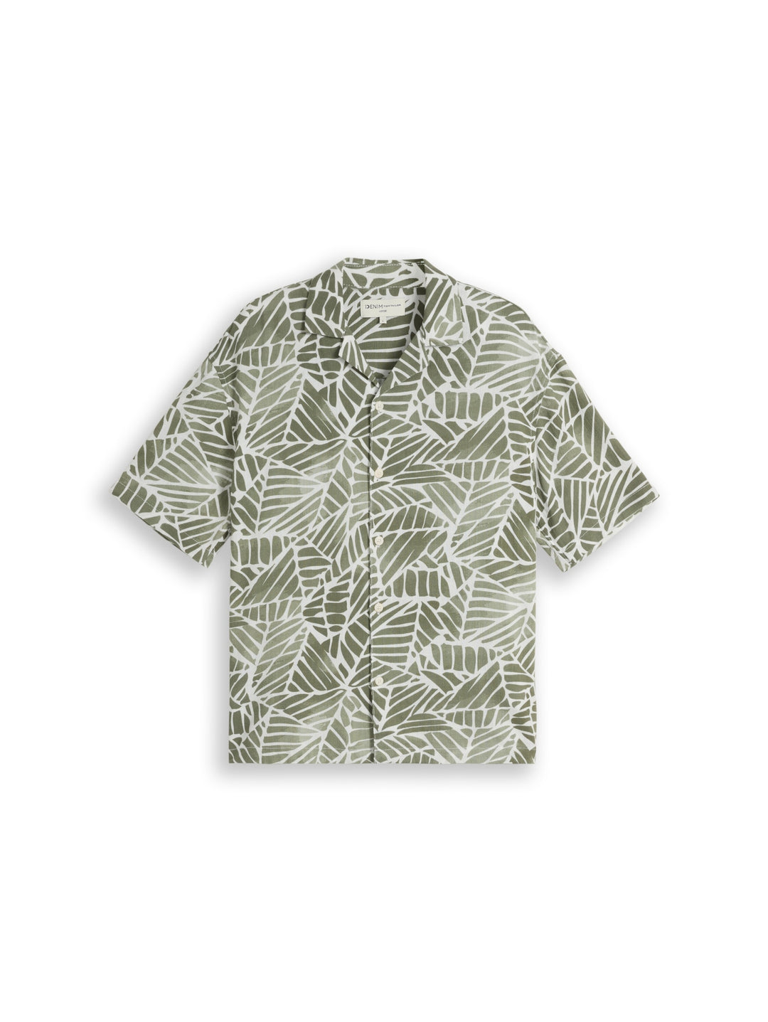 loose viscose cotton resort sh, green abstract leaf print 40307 Bild 1