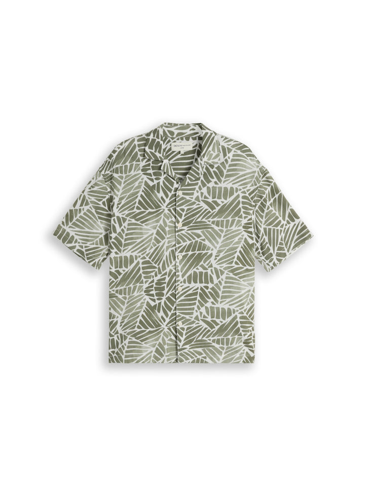 loose viscose cotton resort sh, green abstract leaf print 40307 Bild 1