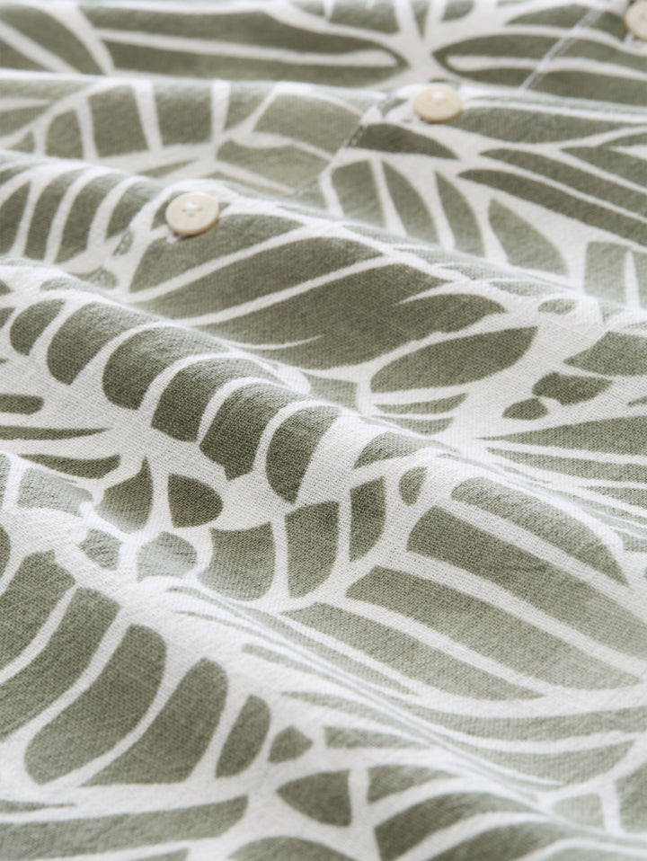 loose viscose cotton resort sh, green abstract leaf print 40307 Bild 2