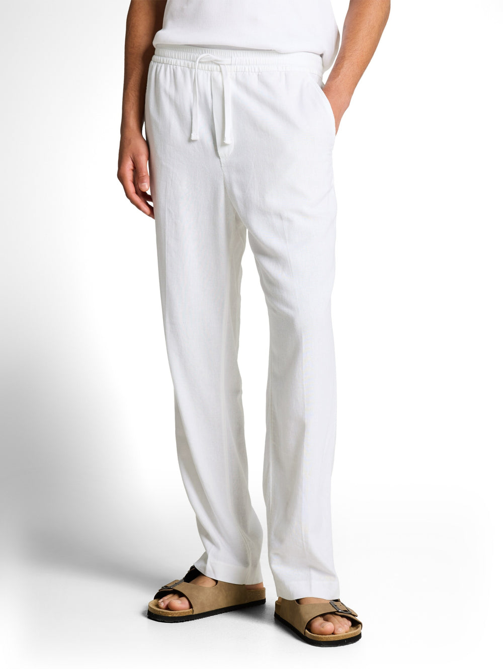 loose viscose linen beach pant, White 20000 Bild 2