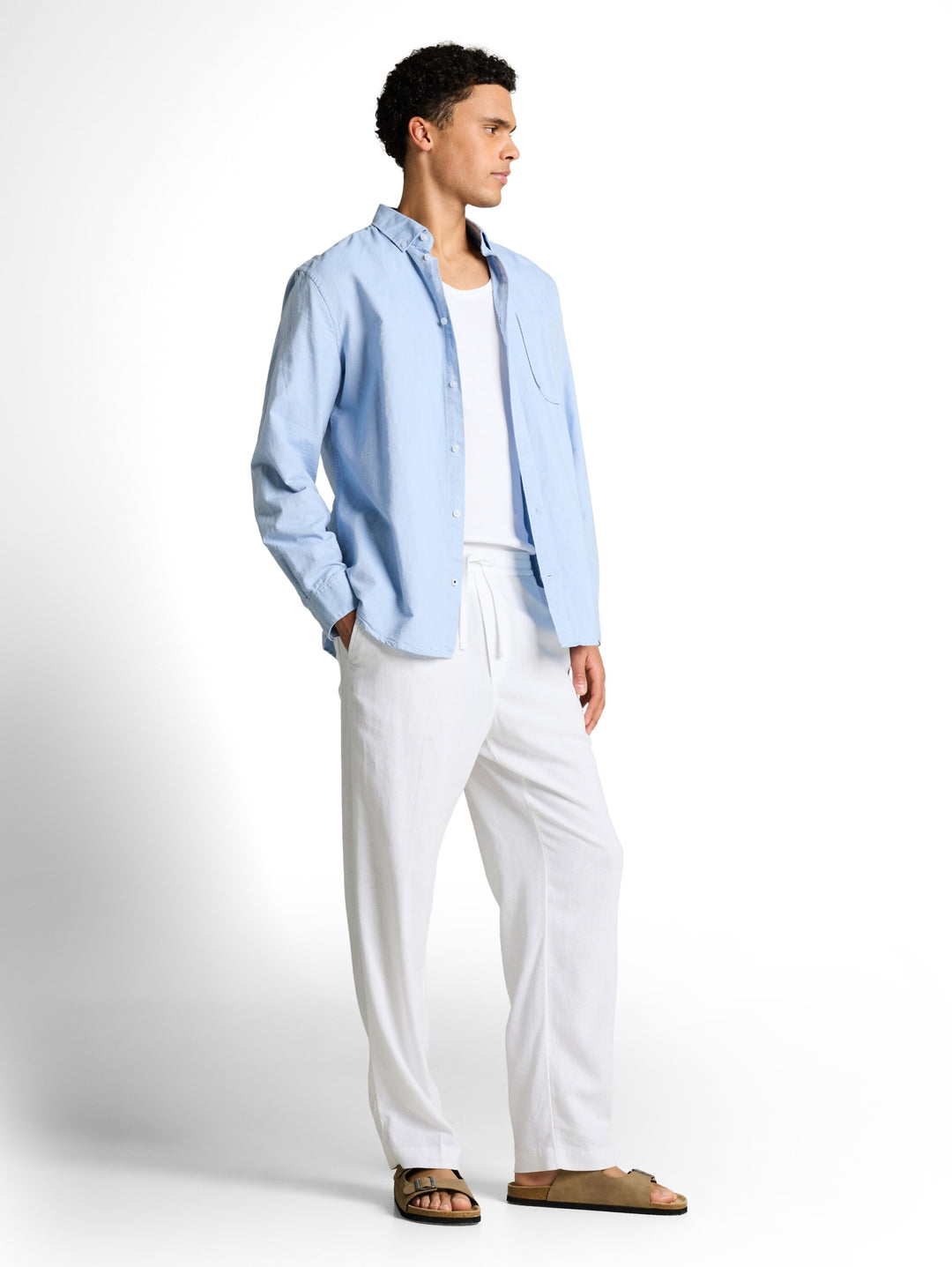loose viscose linen beach pant, White 20000 Bild 5
