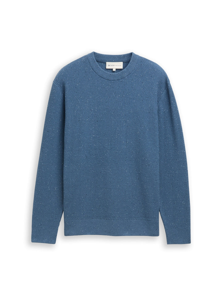 multi color nep crew neck knit, denim blue multicolor neps 39261 Bild 1