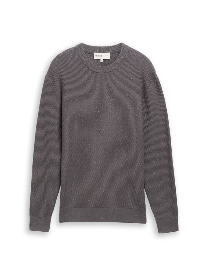 multi color nep crew neck knit, mid grey multi color neps 39387 Bild 1