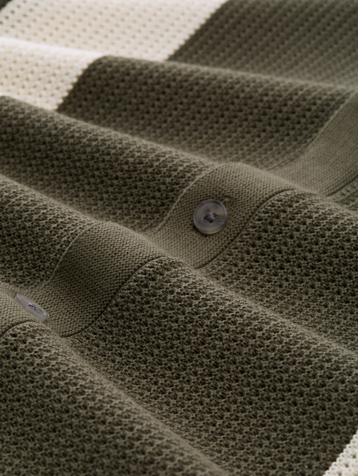 open knit polo, faded green white colorblock 39808 Bild 2