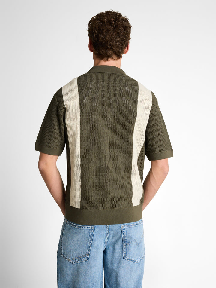 open knit polo, faded green white colorblock 39808 Bild 4