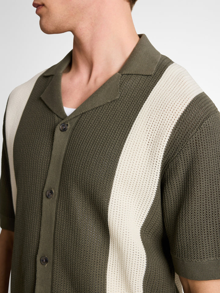 open knit polo, faded green white colorblock 39808 Bild 5