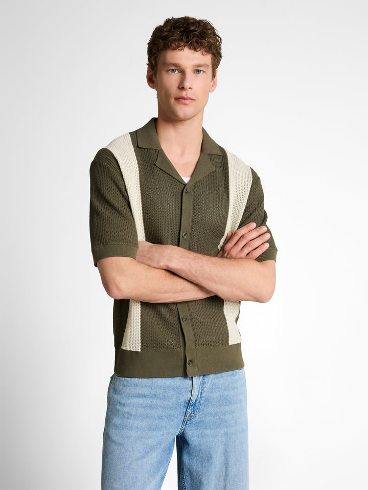 open knit polo, faded green white colorblock 39808 Bild 6