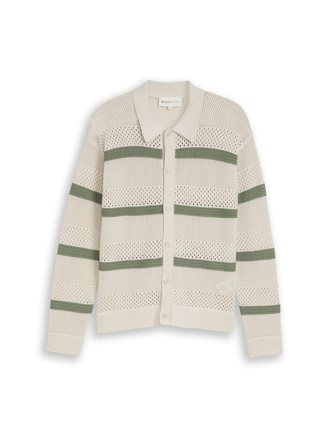 open knit polo jacket, sea spray white color block 40123 Bild 1
