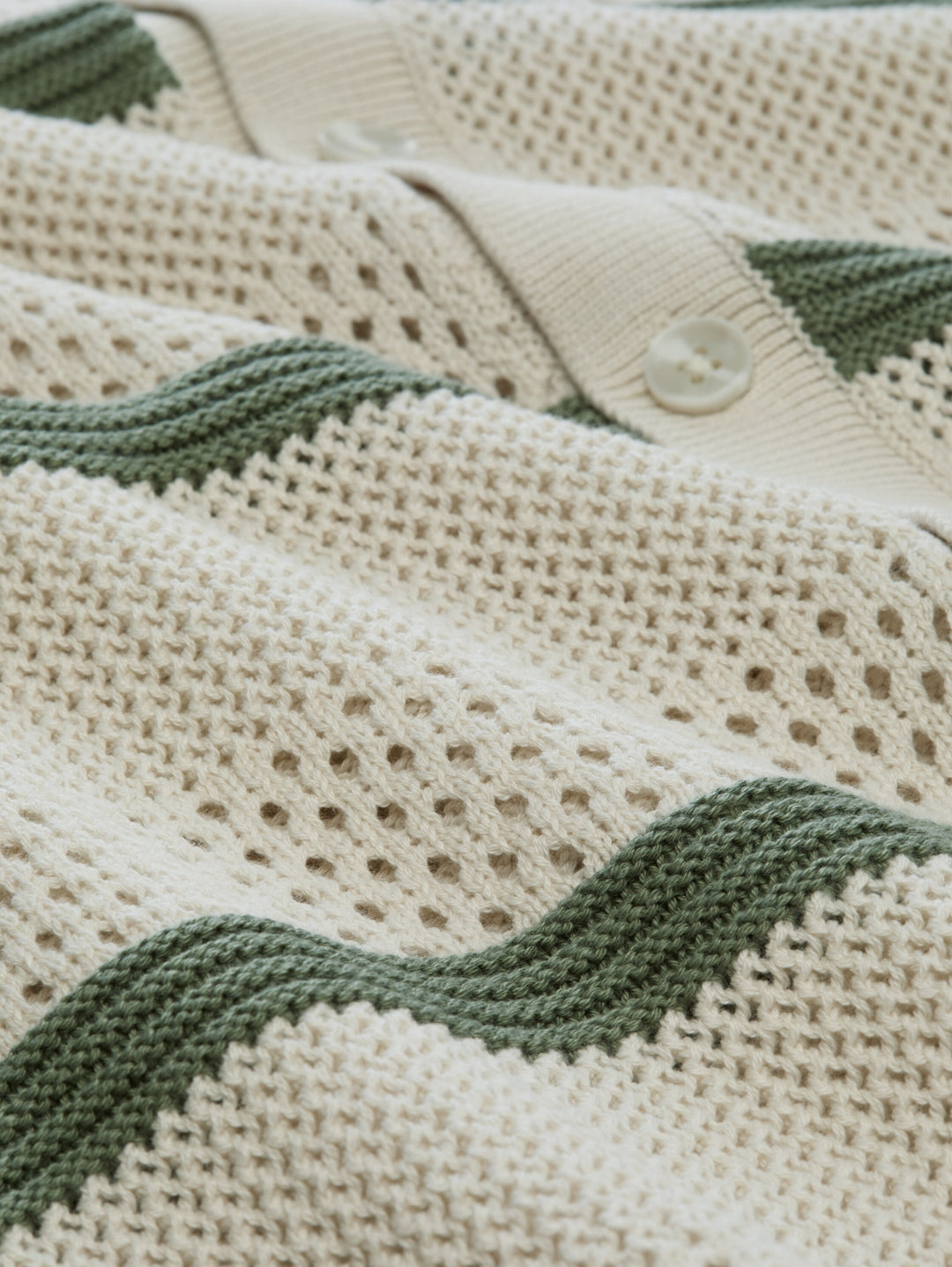 open knit polo jacket, sea spray white color block 40123 Bild 2