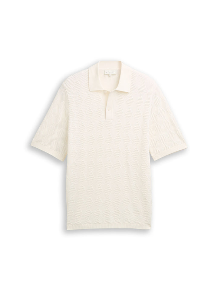 open structure knit polo, Gardenia White 10348 Bild 1