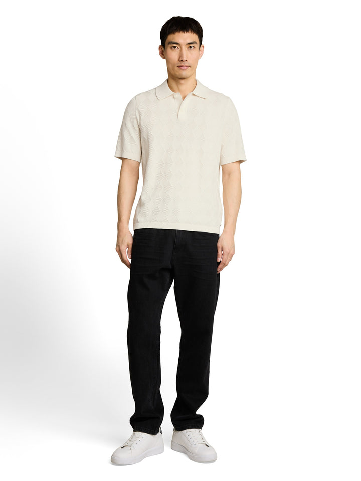 open structure knit polo, Gardenia White 10348 Bild 3