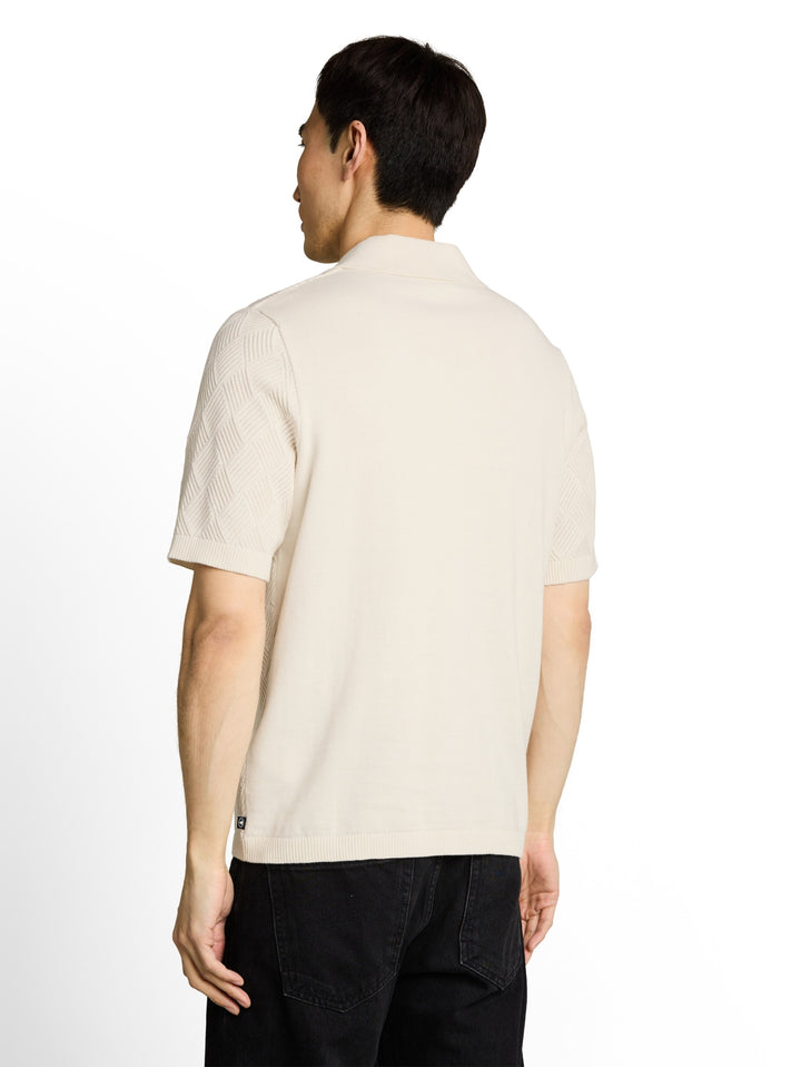 open structure knit polo, Gardenia White 10348 Bild 4