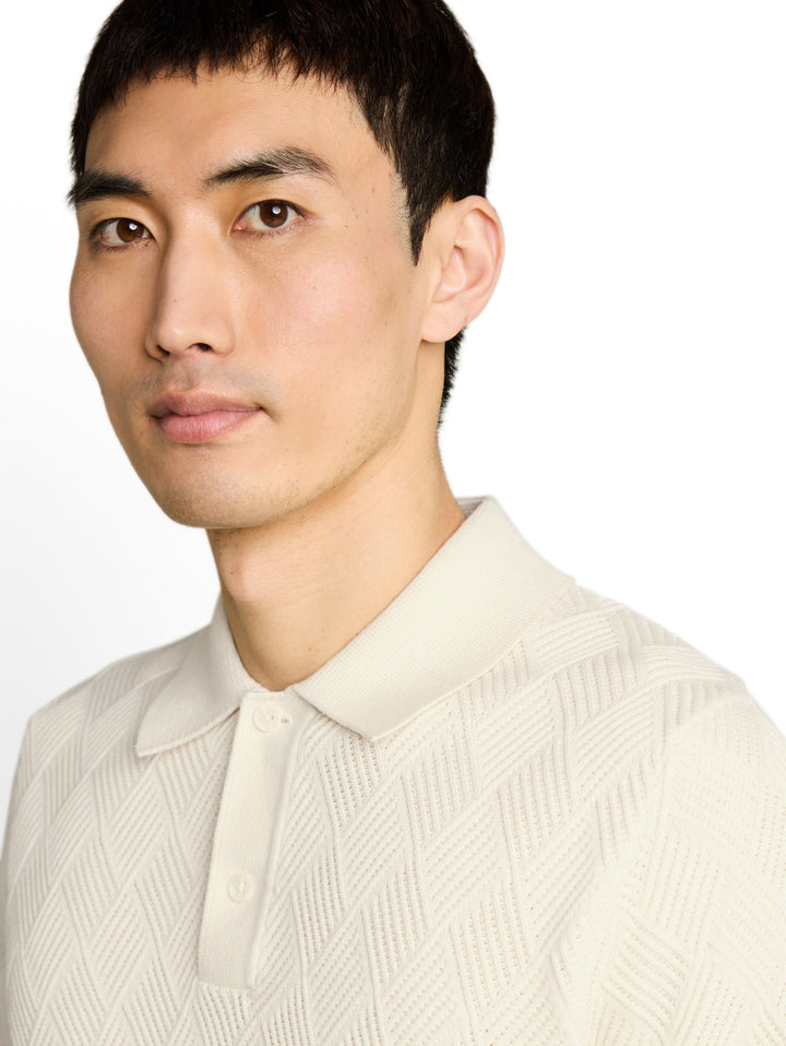 open structure knit polo, Gardenia White 10348 Bild 5