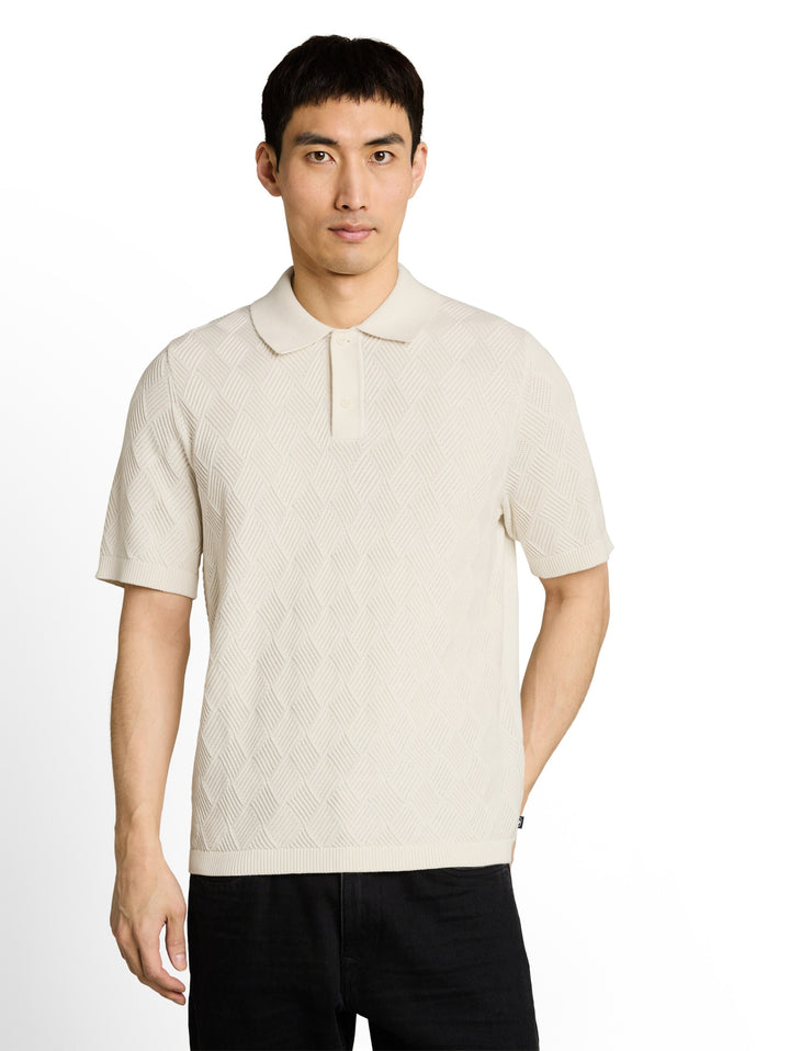 open structure knit polo, Gardenia White 10348 Bild 6