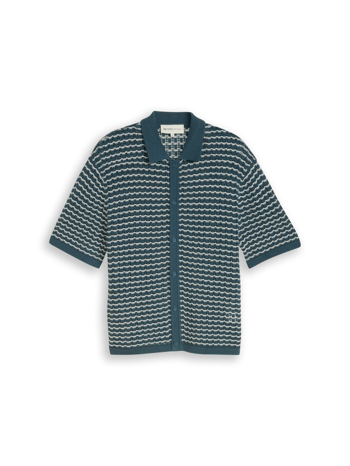 open structure knit polo, tide petrol white structure 40285 Bild 1