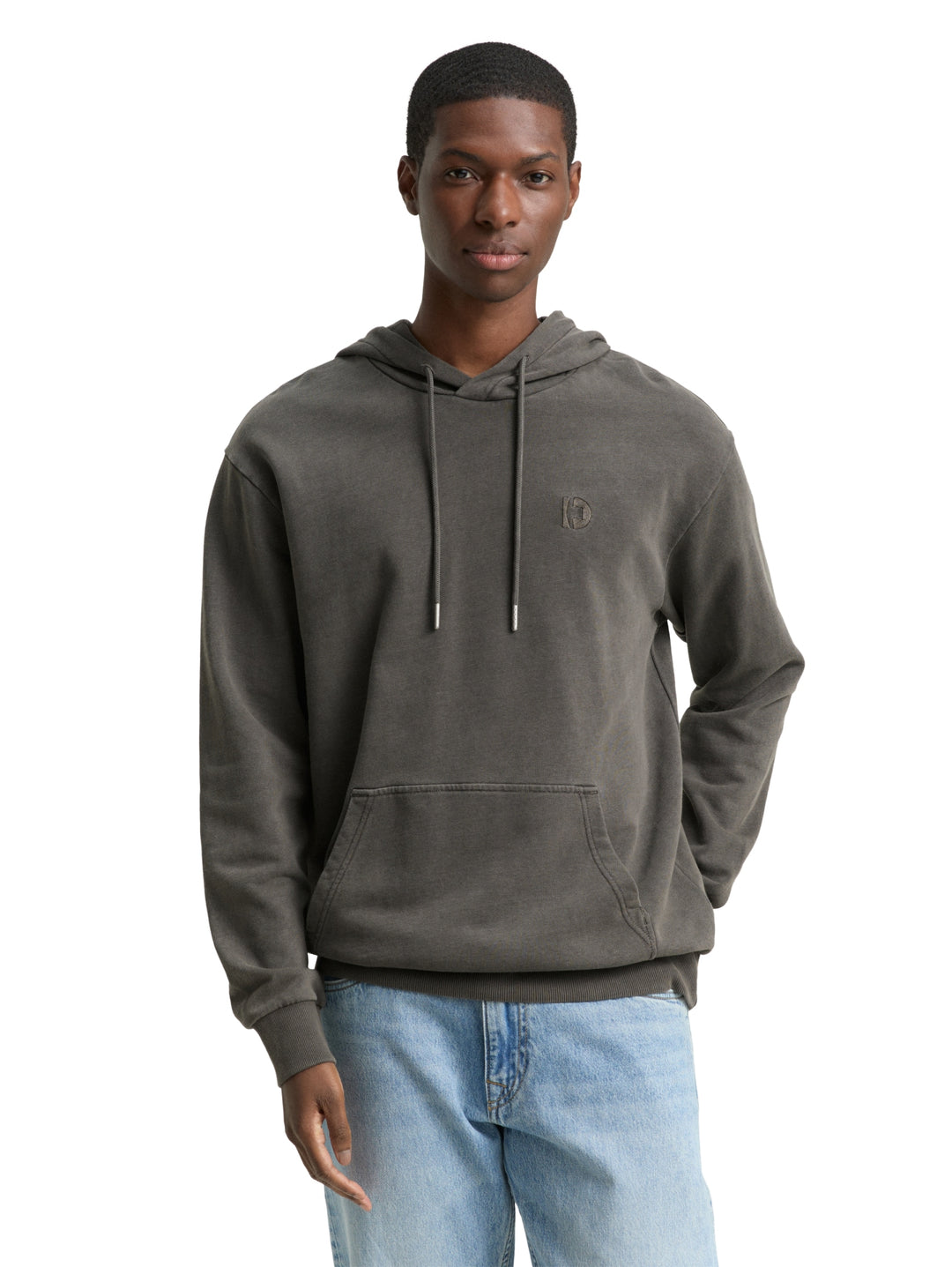 overdyed hoodie with embroider, Black 29999 Bild 6