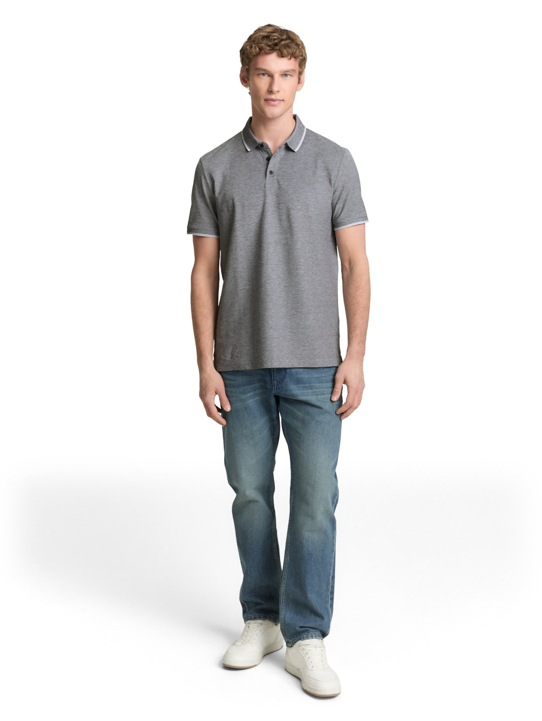 polo with tipping, black white two tone 35549 Bild 3