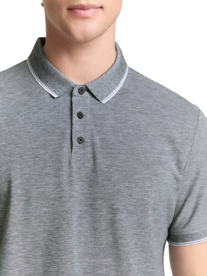 polo with tipping, black white two tone 35549 Bild 6