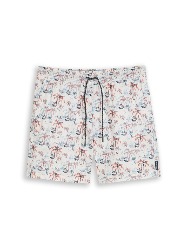 printed swim shorts, white colorful palm design 39896 Bild 1