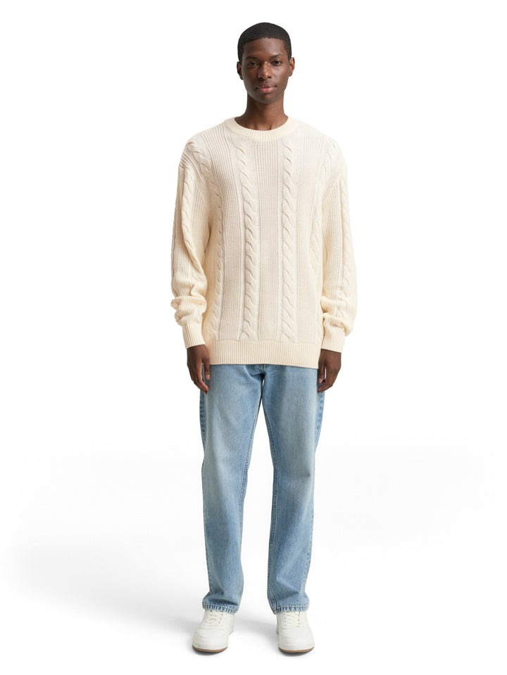 relaxed cable mix crew neck kn, Wool White 12906 Bild 3