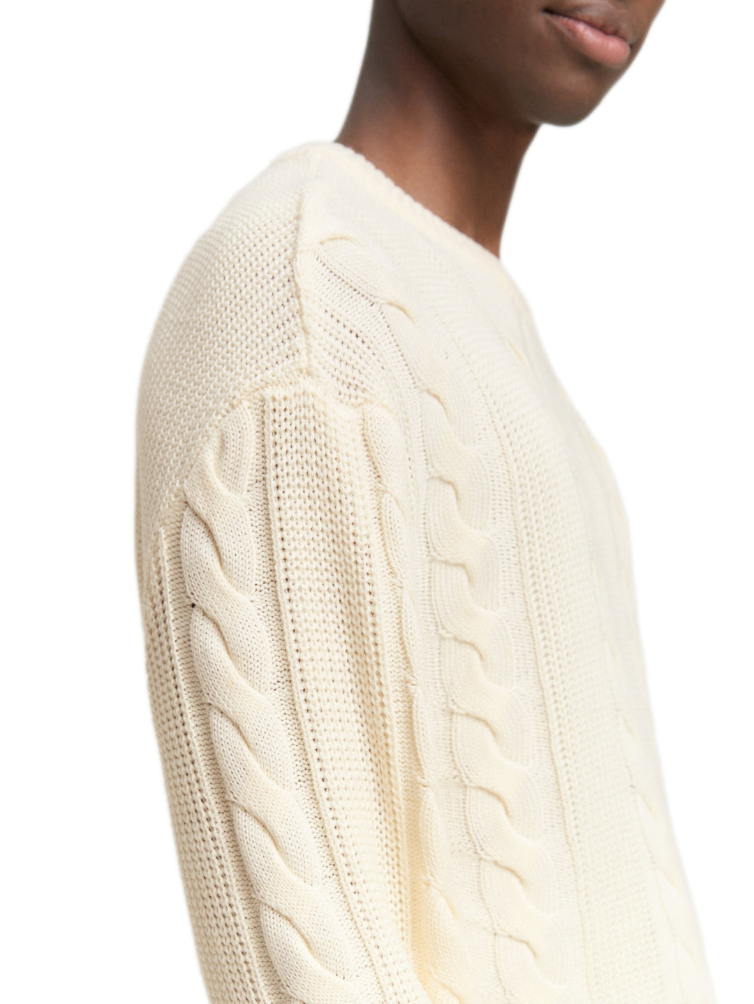 relaxed cable mix crew neck kn, Wool White 12906 Bild 5