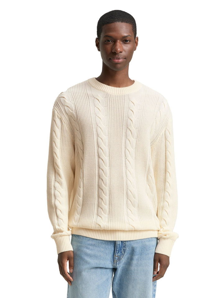 relaxed cable mix crew neck kn, Wool White 12906 Bild 6