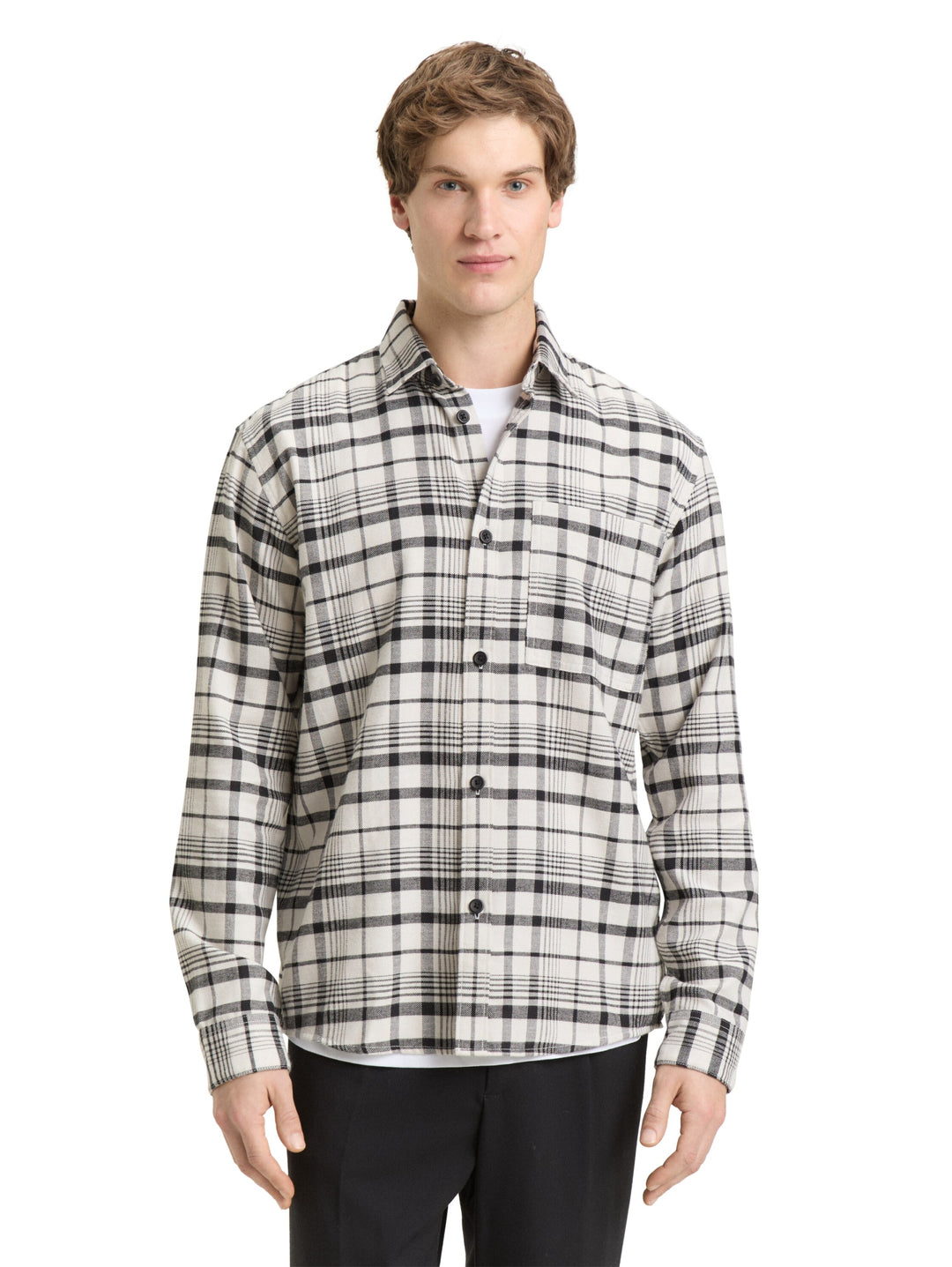 relaxed checked shirt, greyish white black check 39006 Bild 5