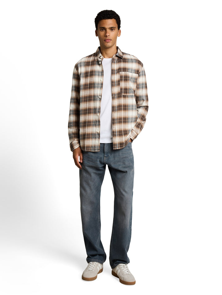 relaxed checked shirt, off white brown check 41177 Bild 3