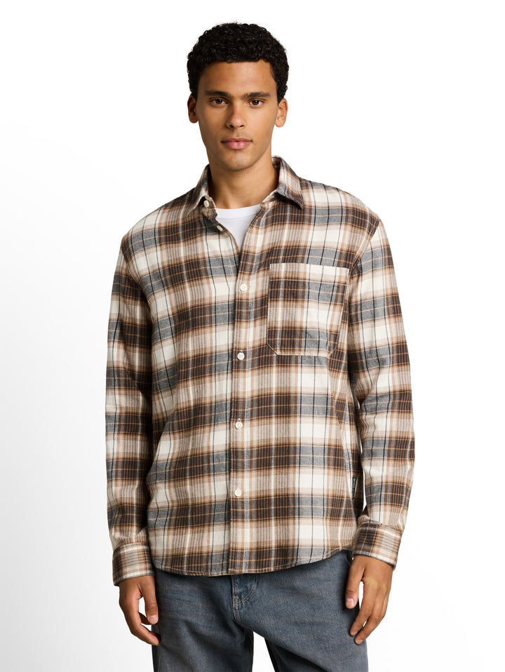 relaxed checked shirt, off white brown check 41177 Bild 5
