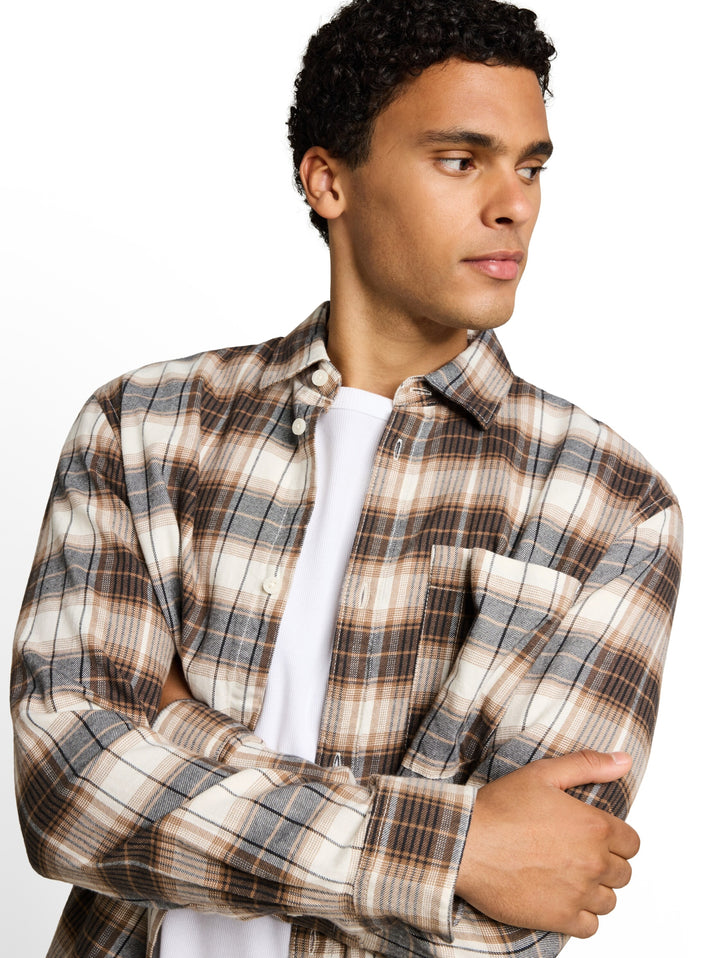 relaxed checked shirt, off white brown check 41177 Bild 6