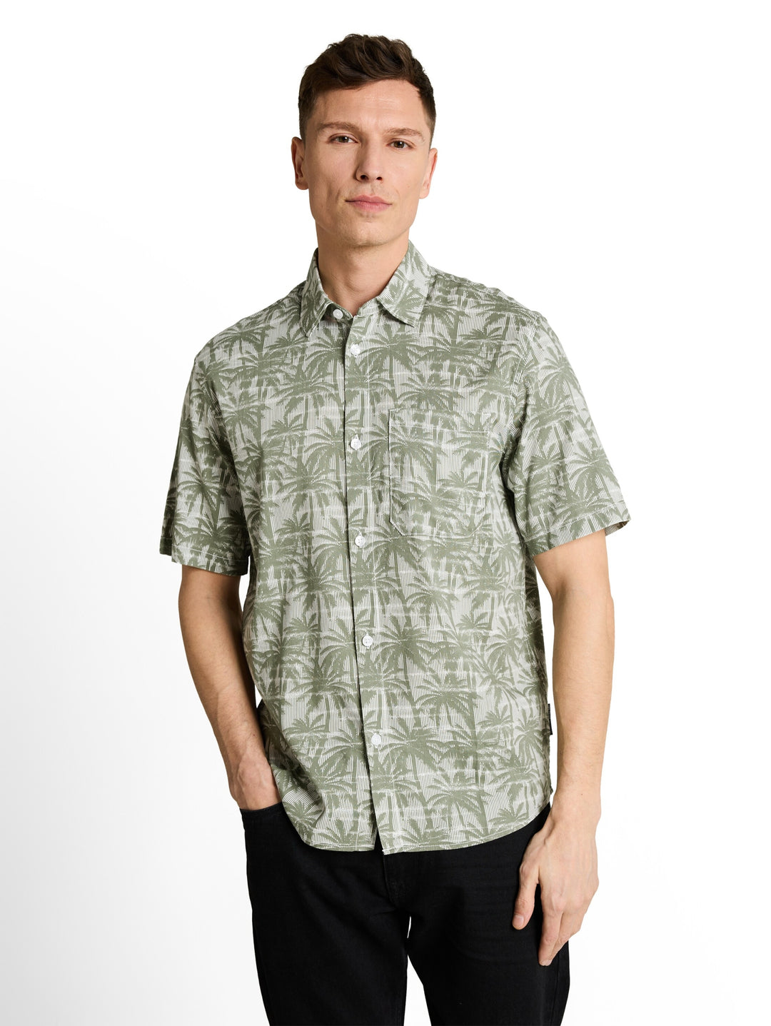 relaxed printed shirt, sea spray stripy palm print 39499 Bild 5