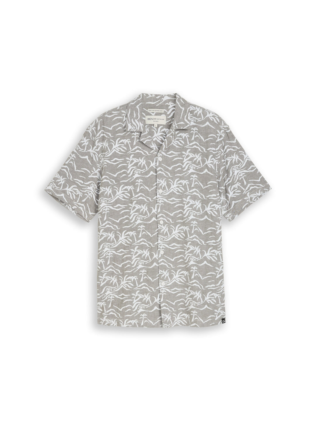 relaxed printed viscose linen, green chambray sun palm print 39715 Bild 1