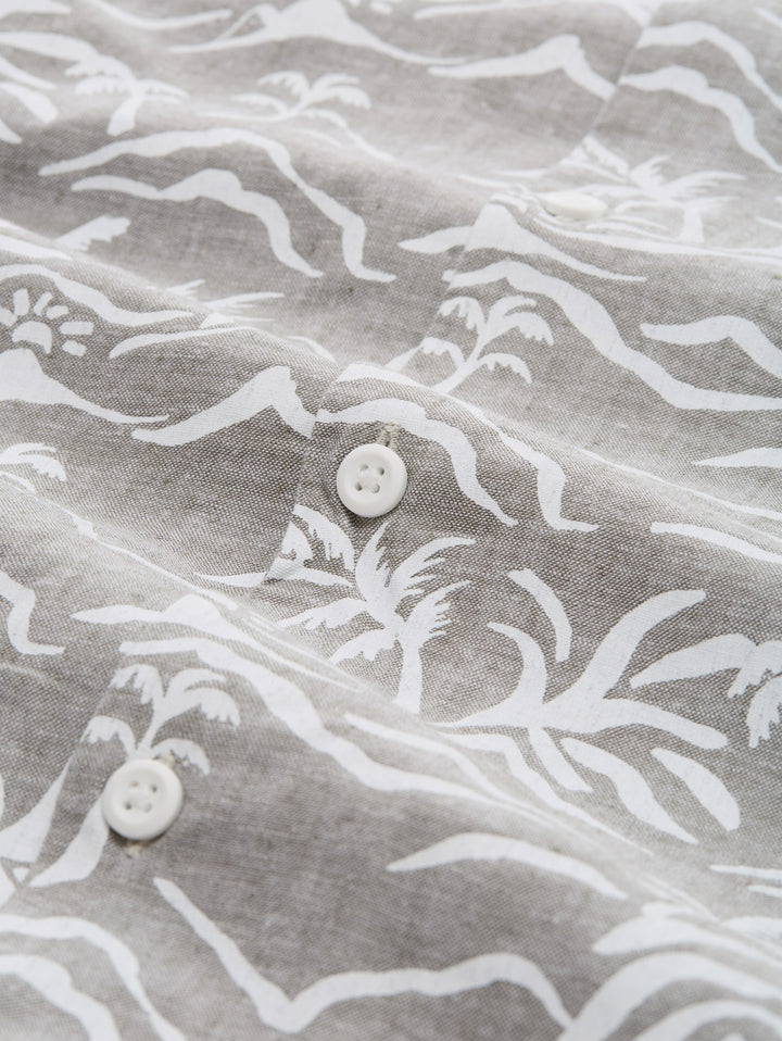 relaxed printed viscose linen, green chambray sun palm print 39715 Bild 2