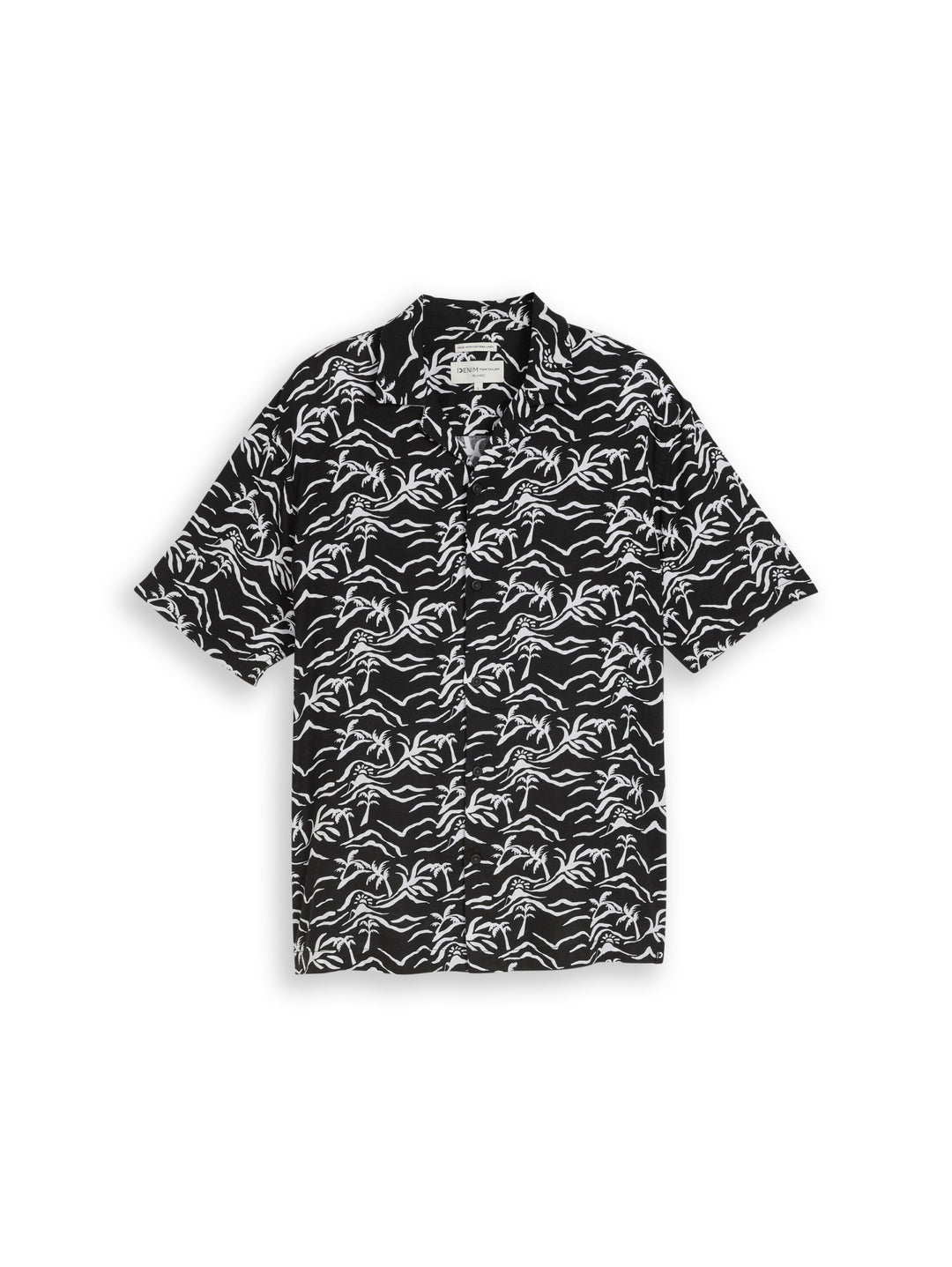 relaxed printed viscose linen, black sun palm print 39716 Bild 1