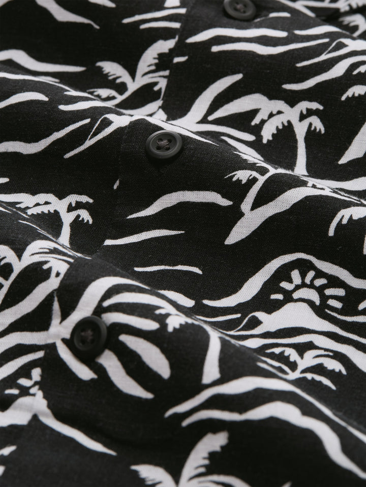 relaxed printed viscose linen, black sun palm print 39716 Bild 2