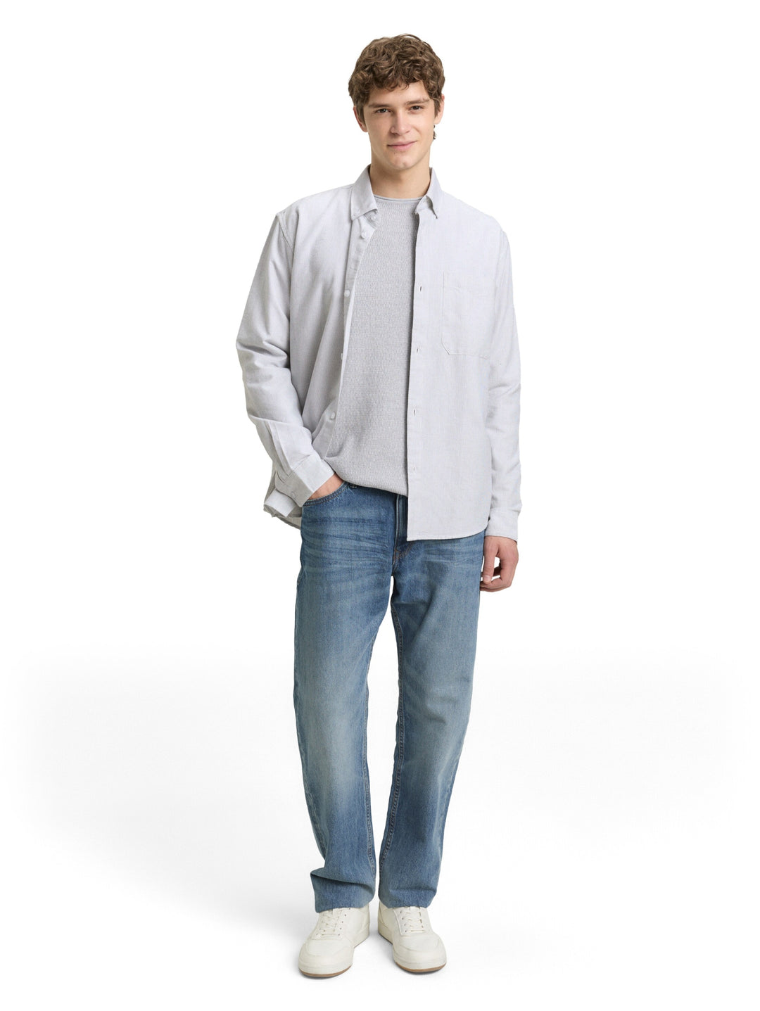 relaxed striped shirt, white small stripe 39060 Bild 3