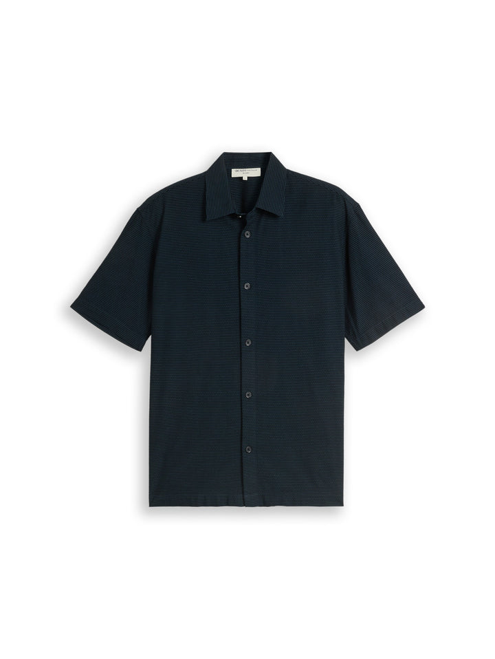 relaxed structured shirt, black blue horizontal stripe 40247 Bild 1
