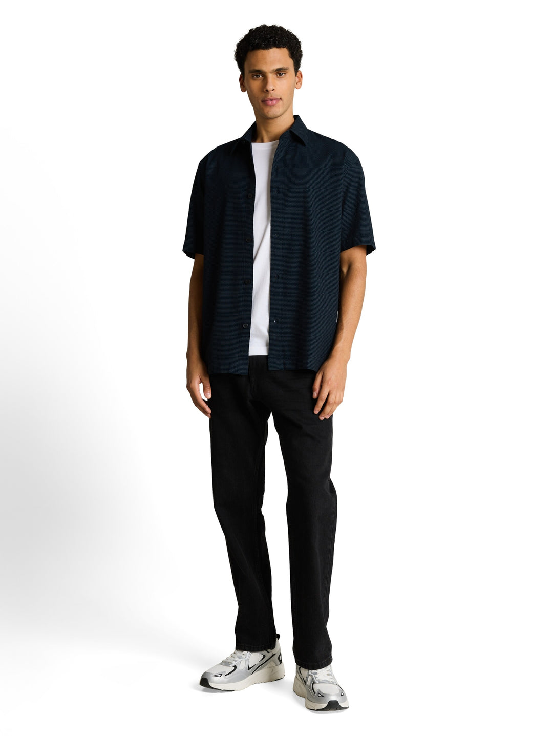 relaxed structured shirt, black blue horizontal stripe 40247 Bild 3