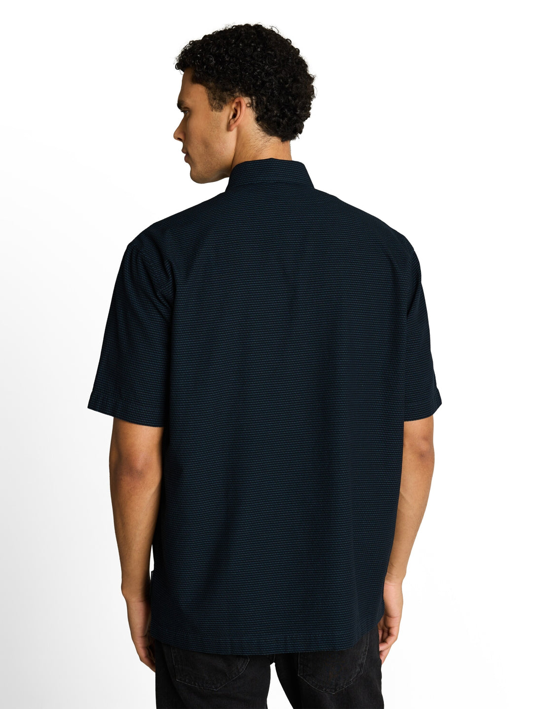 relaxed structured shirt, black blue horizontal stripe 40247 Bild 4