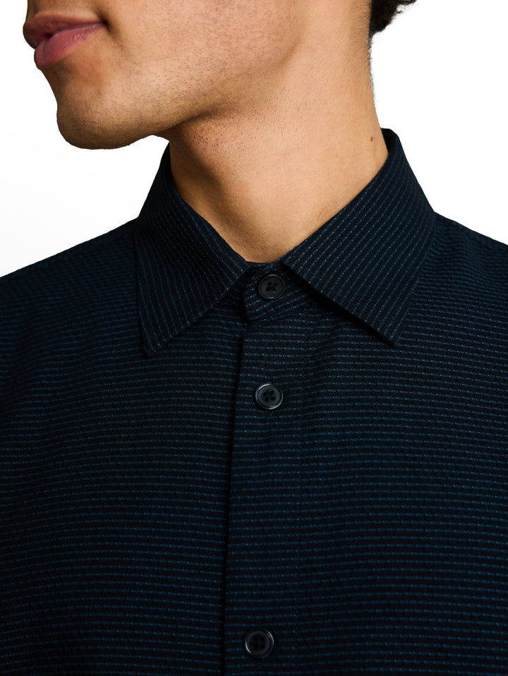 relaxed structured shirt, black blue horizontal stripe 40247 Bild 5