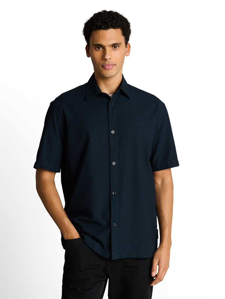 relaxed structured shirt, black blue horizontal stripe 40247 Bild 6