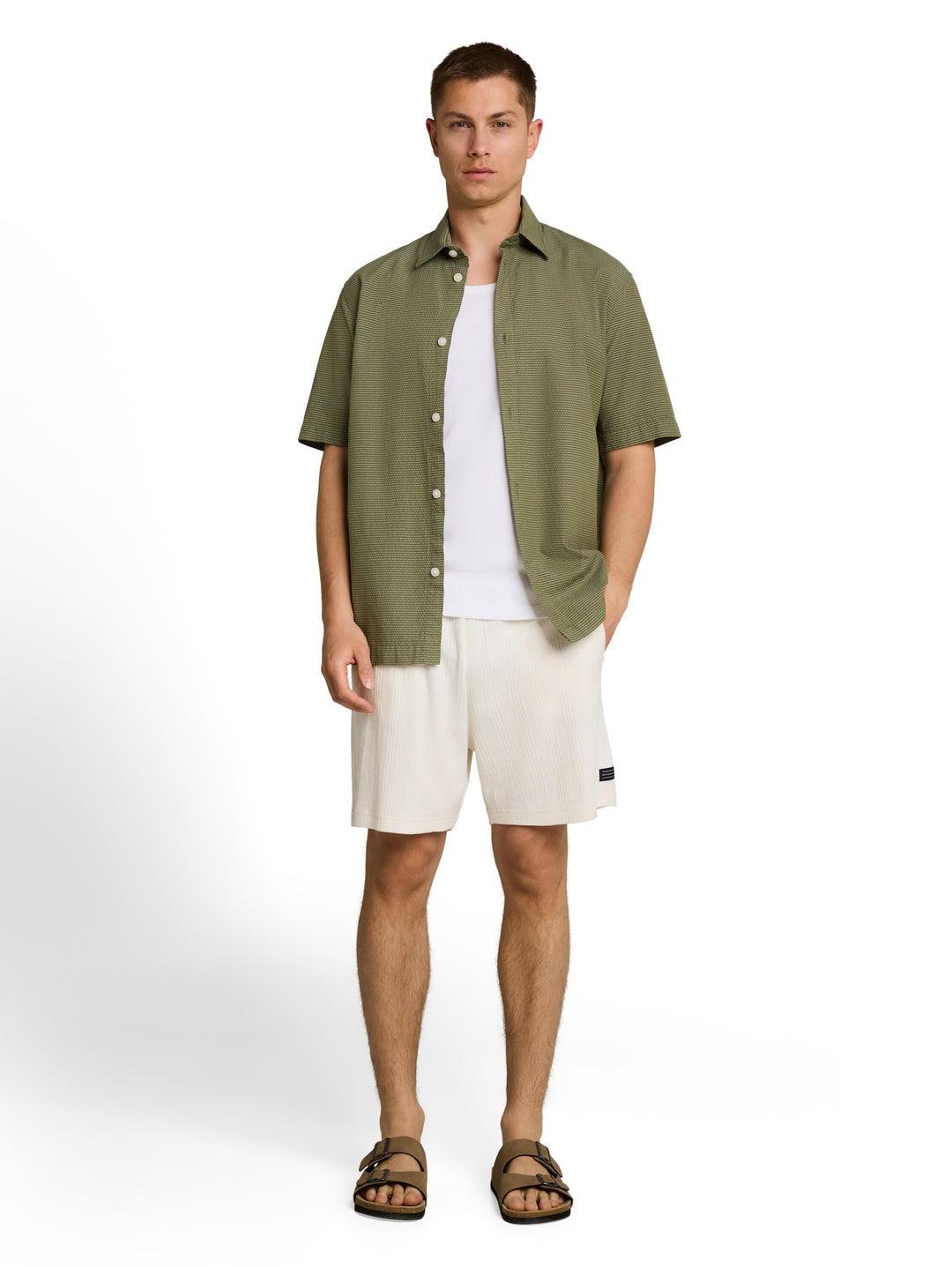 relaxed structured shirt, olive horizontal stripe 40246 Bild 3