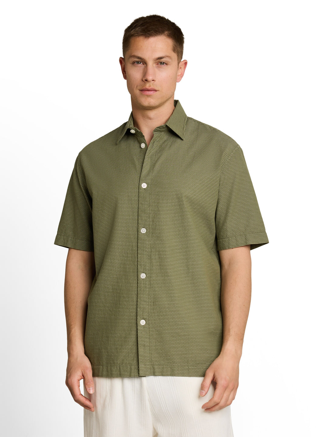 relaxed structured shirt, olive horizontal stripe 40246 Bild 5