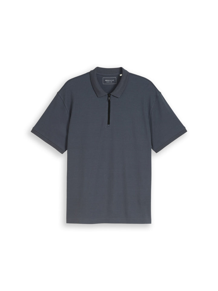 relaxed structured zip polo, urban medium grey 21756 Bild 1